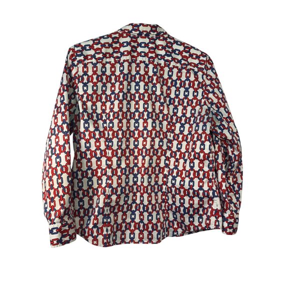 Jones New York Signature Chain Print Button-Up Shirt XL Red & Blue - Picture 5 of 9